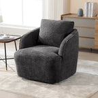 Fauteuil à barillet pivotant rembourré en tissu bouclé avec oreiller