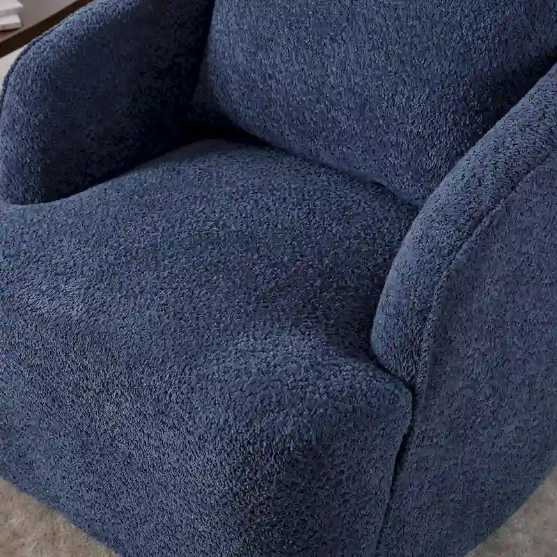 Fauteuil à barillet pivotant rembourré en tissu bouclé avec oreiller
