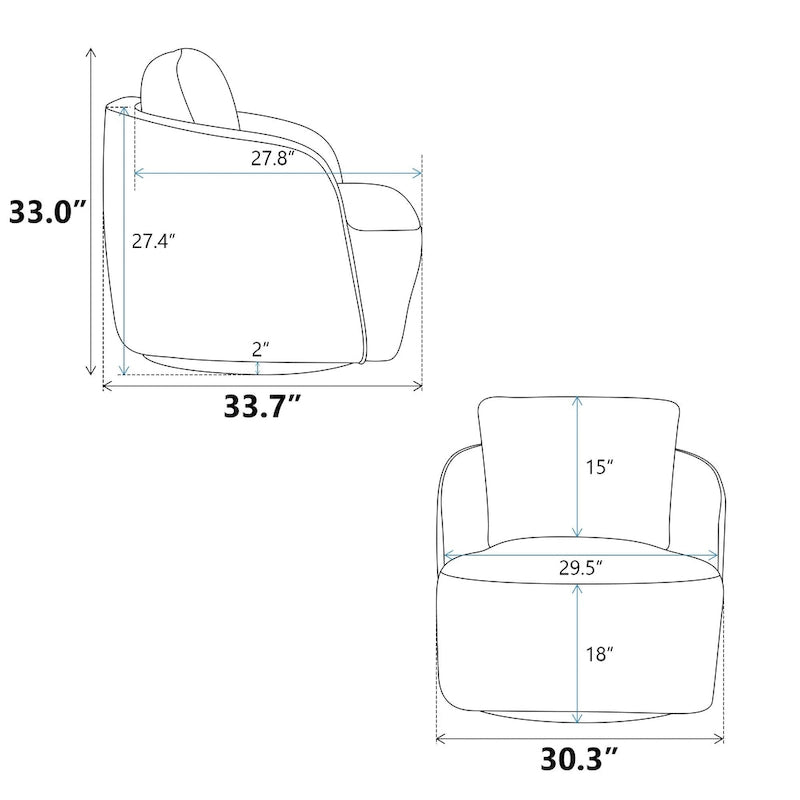 Fauteuil à barillet pivotant rembourré en tissu bouclé avec oreiller