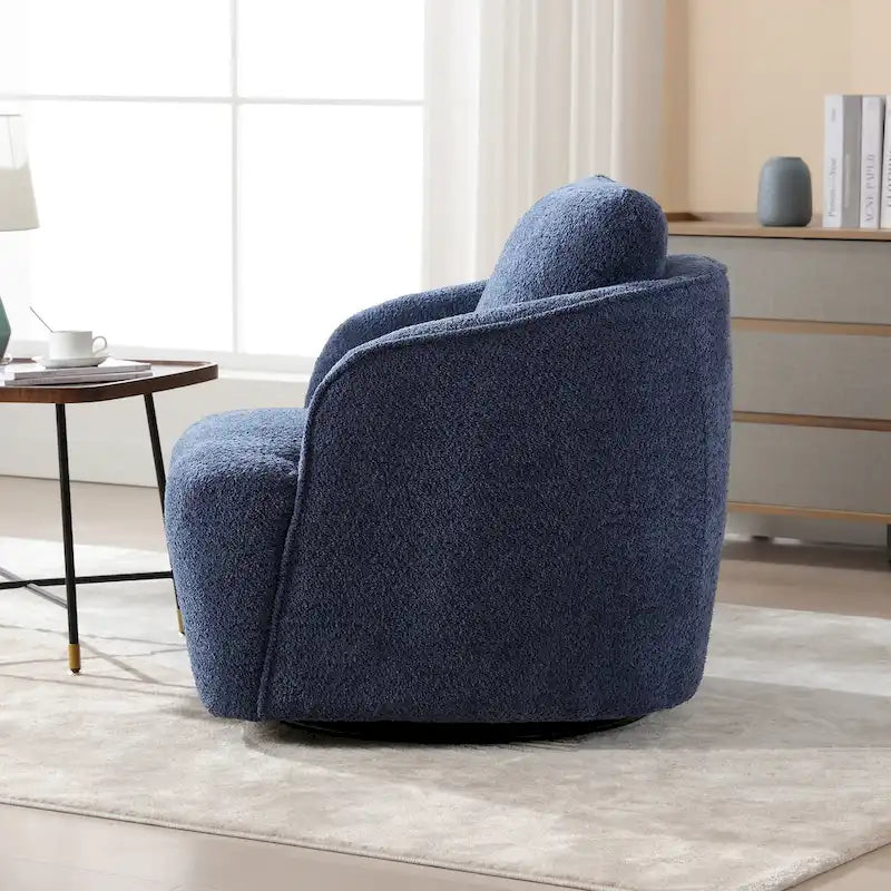 Fauteuil à barillet pivotant rembourré en tissu bouclé avec oreiller