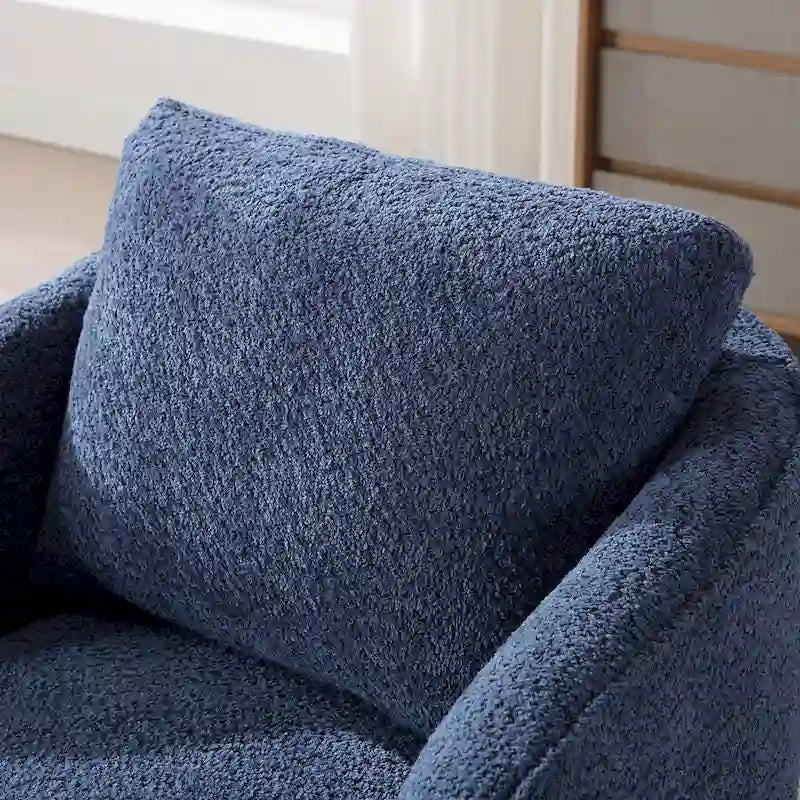 Fauteuil à barillet pivotant rembourré en tissu bouclé avec oreiller
