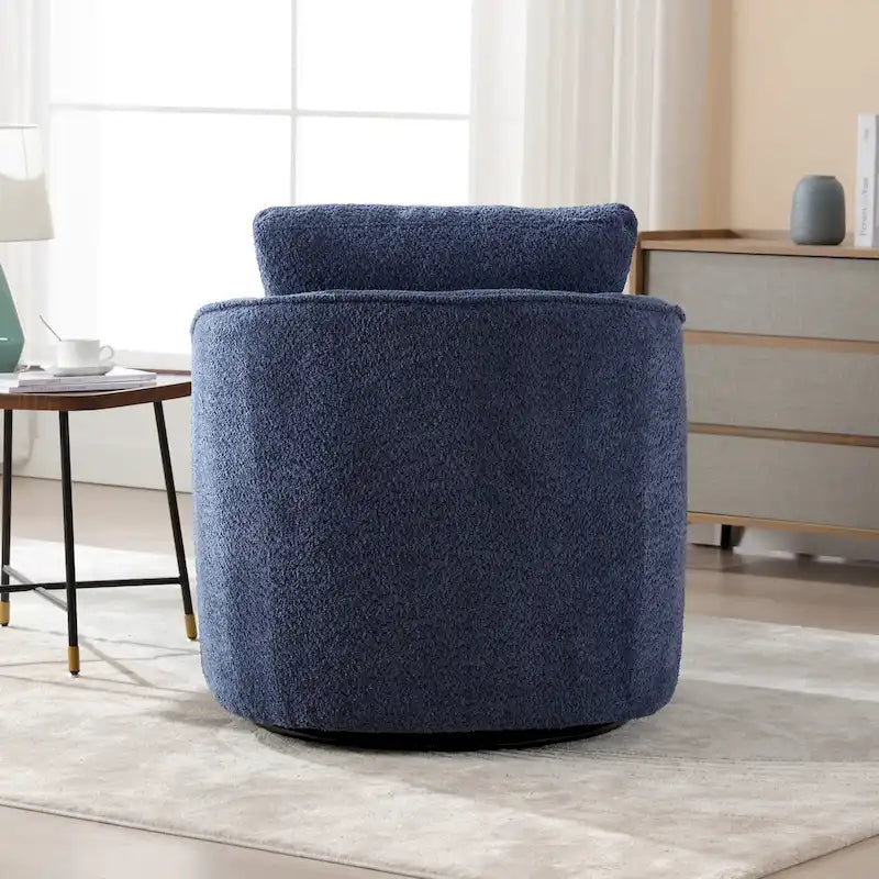 Fauteuil à barillet pivotant rembourré en tissu bouclé avec oreiller