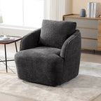 Fauteuil à barillet pivotant rembourré en tissu bouclé avec oreiller