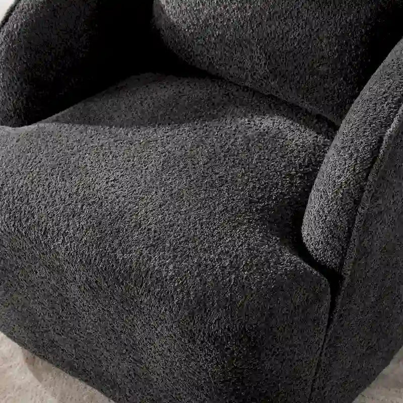 Fauteuil à barillet pivotant rembourré en tissu bouclé avec oreiller