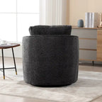 Fauteuil à barillet pivotant rembourré en tissu bouclé avec oreiller