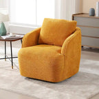 Fauteuil à barillet pivotant rembourré en tissu bouclé avec oreiller