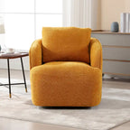 Fauteuil à barillet pivotant rembourré en tissu bouclé avec oreiller
