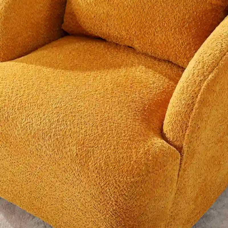 Fauteuil à barillet pivotant rembourré en tissu bouclé avec oreiller