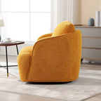 Fauteuil à barillet pivotant rembourré en tissu bouclé avec oreiller