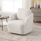 Fauteuil à barillet pivotant rembourré en tissu bouclé avec oreiller