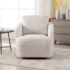 Fauteuil à barillet pivotant rembourré en tissu bouclé avec oreiller