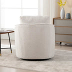 Fauteuil à barillet pivotant rembourré en tissu bouclé avec oreiller