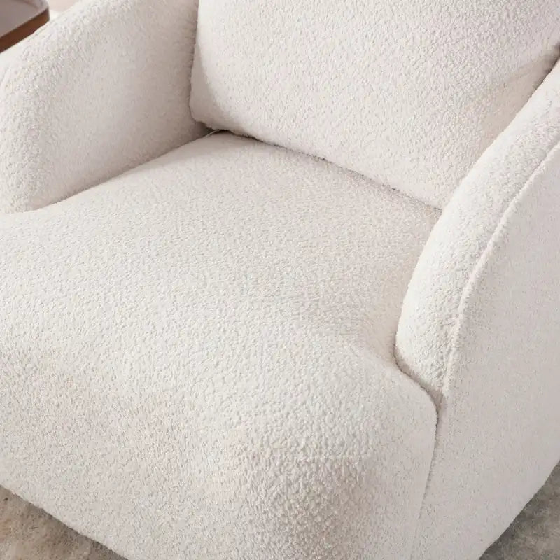 Fauteuil à barillet pivotant rembourré en tissu bouclé avec oreiller