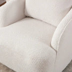 Fauteuil à barillet pivotant rembourré en tissu bouclé avec oreiller