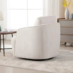 Fauteuil à barillet pivotant rembourré en tissu bouclé avec oreiller