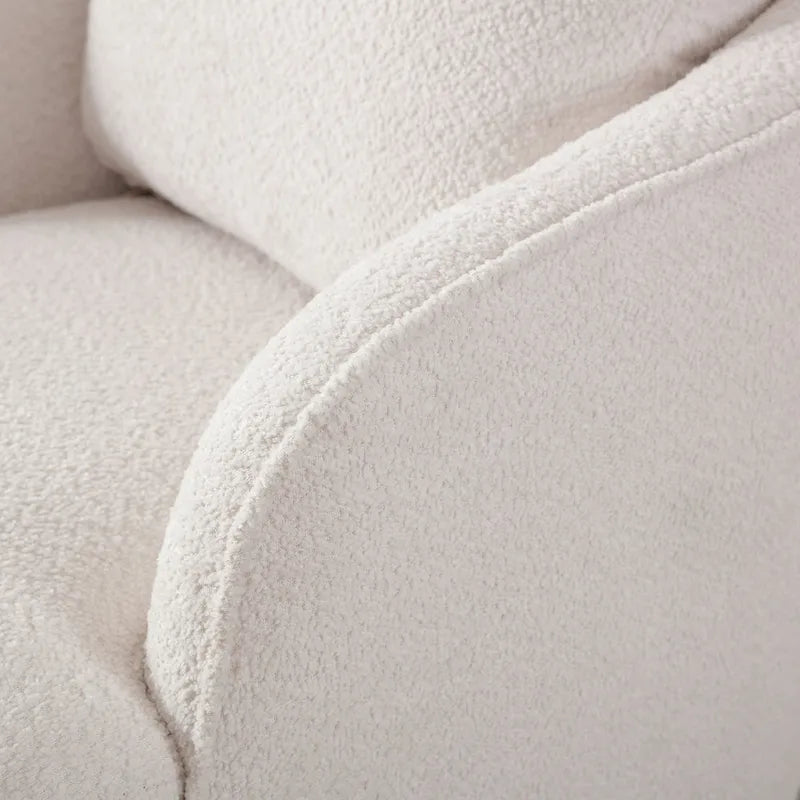 Fauteuil à barillet pivotant rembourré en tissu bouclé avec oreiller