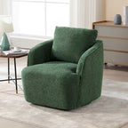 Fauteuil à barillet pivotant rembourré en tissu bouclé avec oreiller