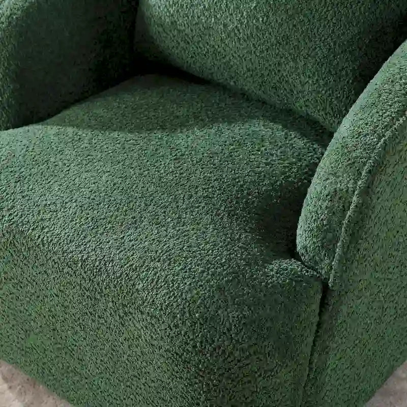 Fauteuil à barillet pivotant rembourré en tissu bouclé avec oreiller