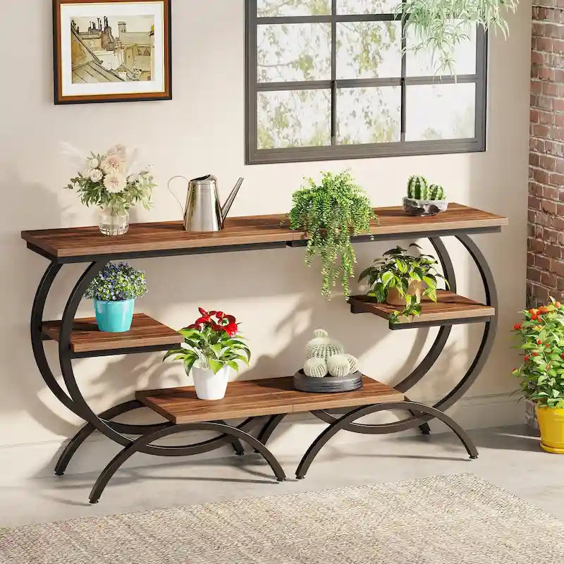 Petite table d'appoint industrielle à 3 niveaux pour canapé