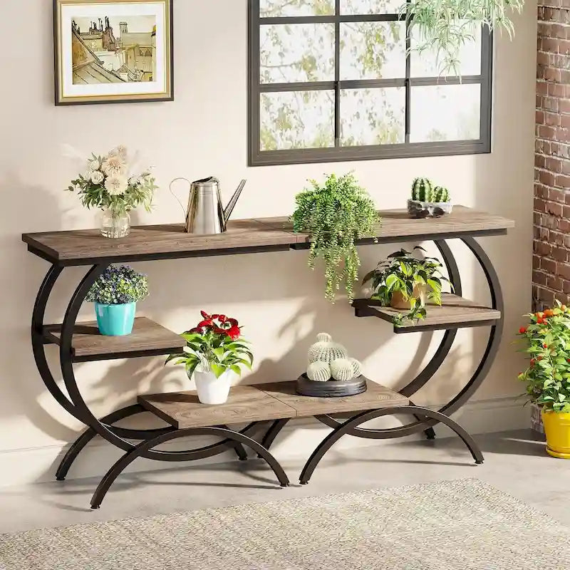 Petite table d'appoint industrielle à 3 niveaux pour canapé