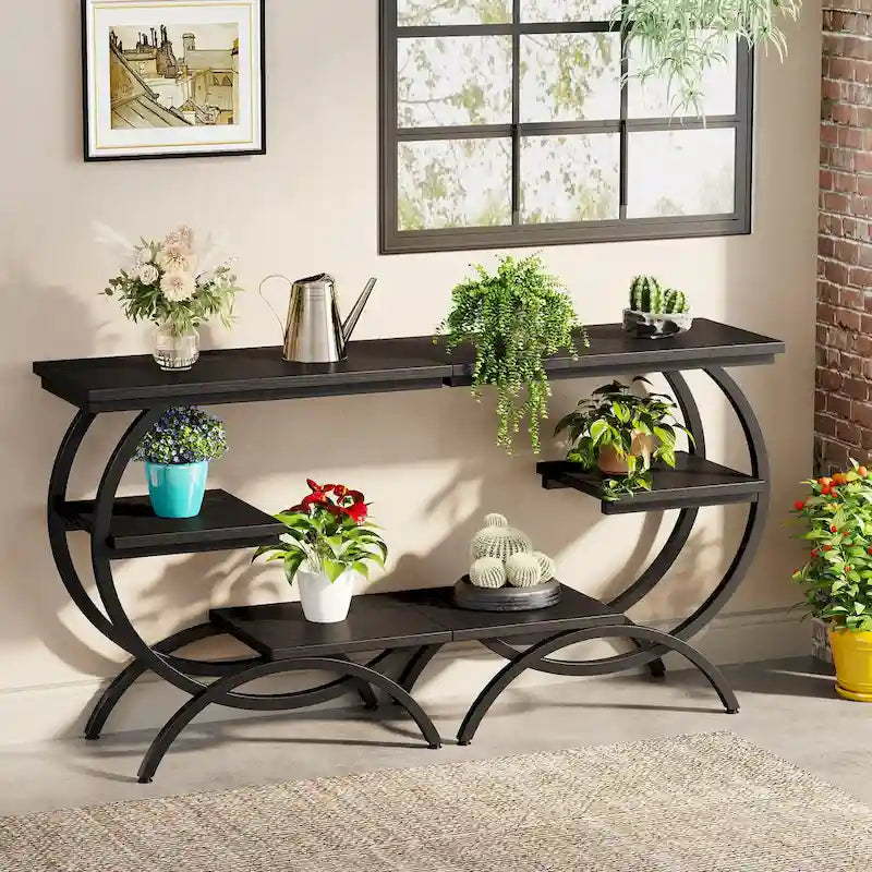 Petite table d'appoint industrielle à 3 niveaux pour canapé