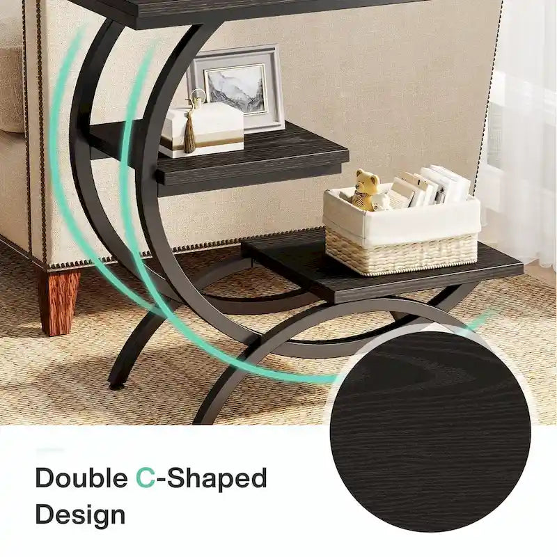 Petite table d'appoint industrielle à 3 niveaux pour canapé