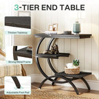 Petite table d'appoint industrielle à 3 niveaux pour canapé