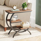 Petite table d'appoint industrielle à 3 niveaux pour canapé
