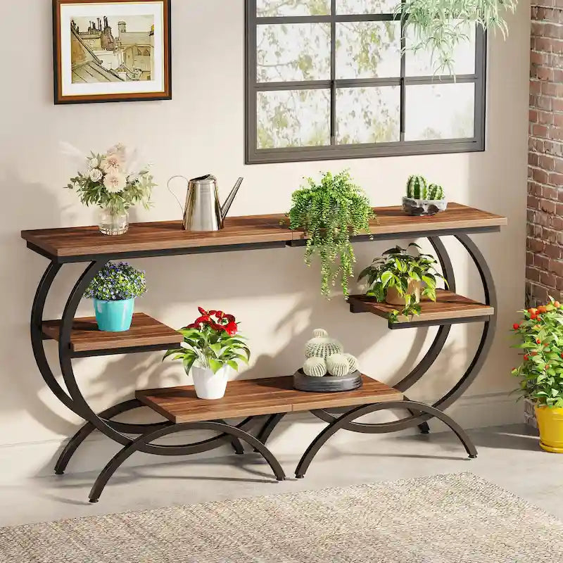 Petite table d'appoint industrielle à 3 niveaux pour canapé