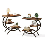 Petite table d'appoint industrielle à 3 niveaux pour canapé