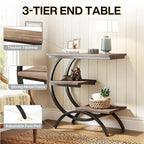 Petite table d'appoint industrielle à 3 niveaux pour canapé