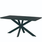 Table à manger rectangulaire de 63 po avec plateau en MDF et piètement géométrique en métal en croix pour cuisine et salle à manger