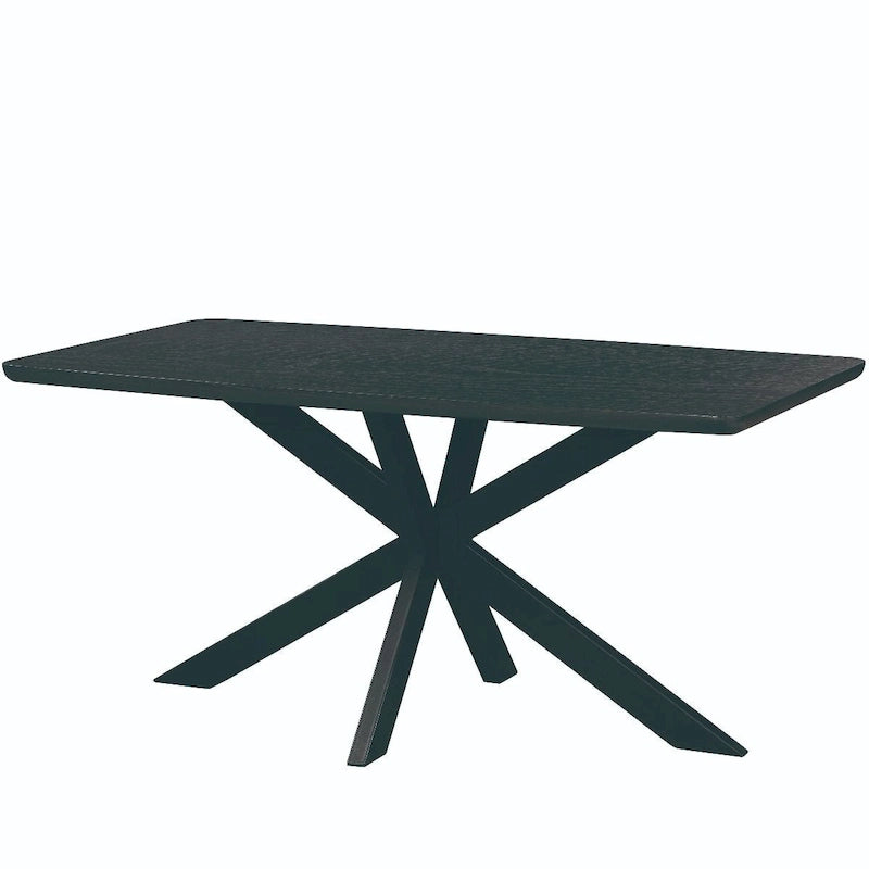 Table à manger rectangulaire de 63 po avec plateau en MDF et piètement géométrique en métal en croix pour cuisine et salle à manger