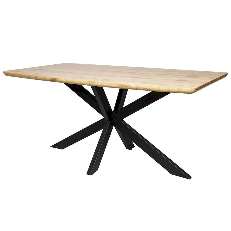 Table à manger rectangulaire de 63 po avec plateau en MDF et piètement géométrique en métal en croix pour cuisine et salle à manger