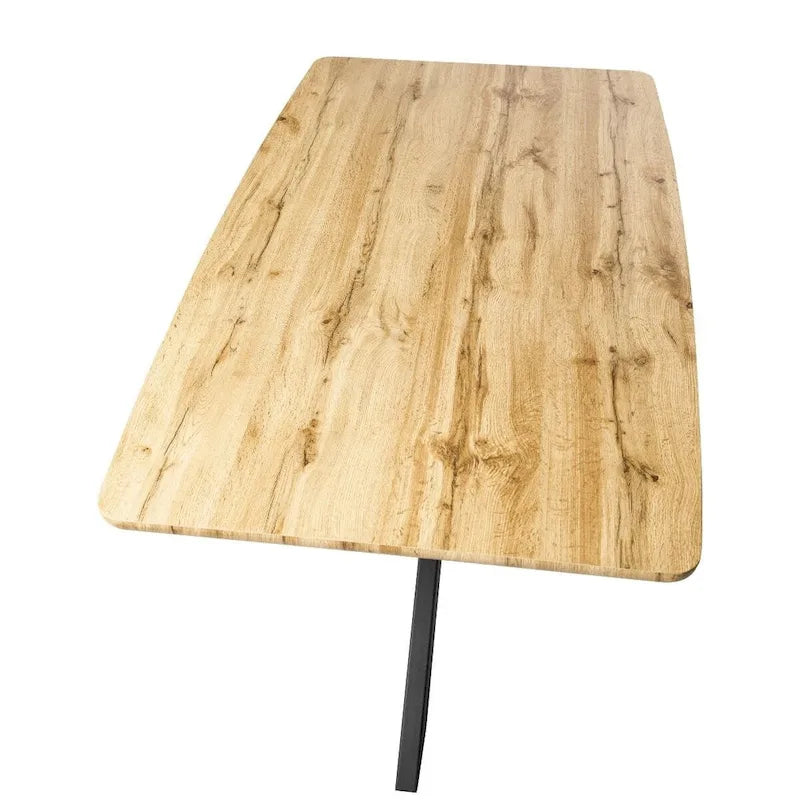 Table à manger rectangulaire de 63 po avec plateau en MDF et piètement géométrique en métal en croix pour cuisine et salle à manger