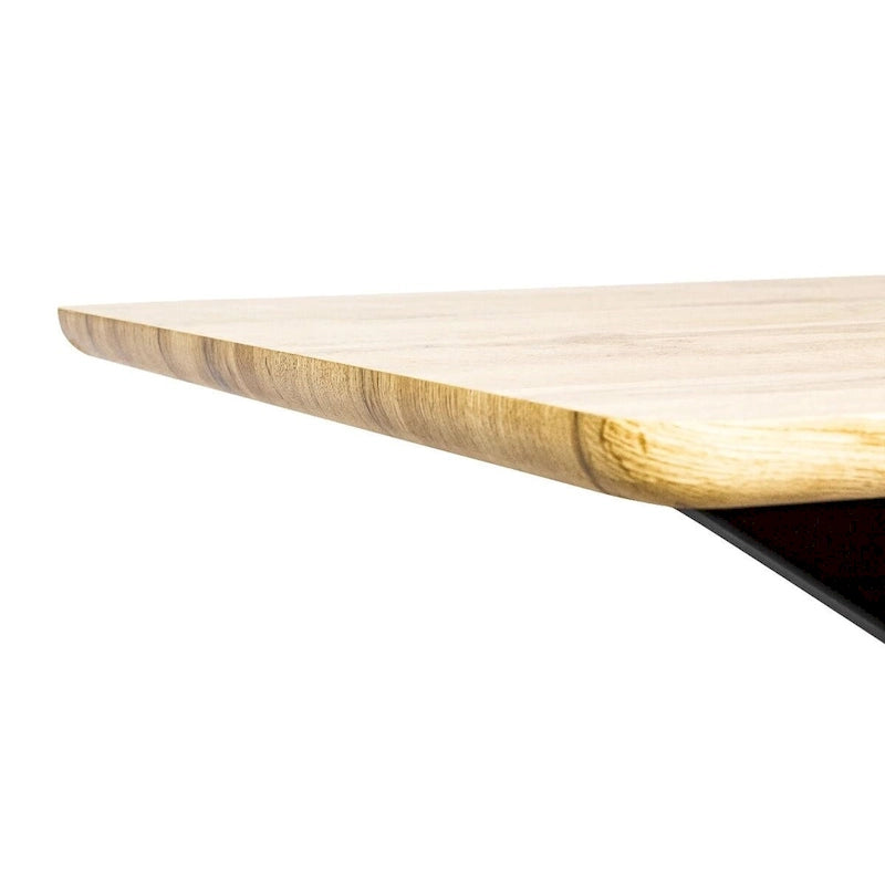 Table à manger rectangulaire de 63 po avec plateau en MDF et piètement géométrique en métal en croix pour cuisine et salle à manger
