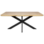 Table à manger rectangulaire de 63 po avec plateau en MDF et piètement géométrique en métal en croix pour cuisine et salle à manger