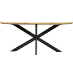 Table à manger rectangulaire de 63 po avec plateau en MDF et piètement géométrique en métal en croix pour cuisine et salle à manger
