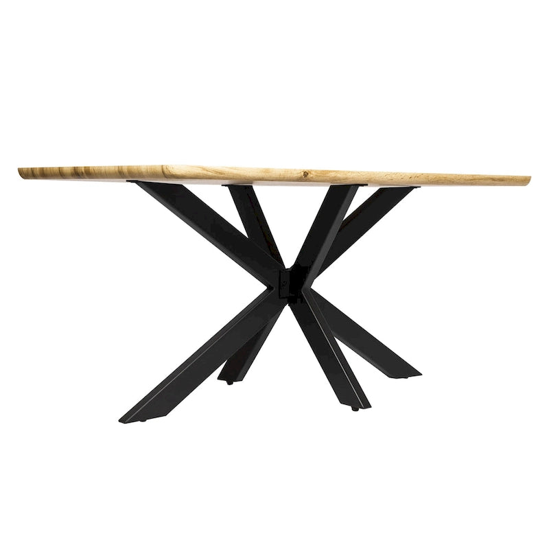 Table à manger rectangulaire de 63 po avec plateau en MDF et piètement géométrique en métal en croix pour cuisine et salle à manger