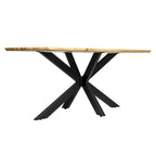 Table à manger rectangulaire de 63 po avec plateau en MDF et piètement géométrique en métal en croix pour cuisine et salle à manger