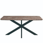 Table à manger rectangulaire de 63 po avec plateau en MDF et piètement géométrique en métal en croix pour cuisine et salle à manger