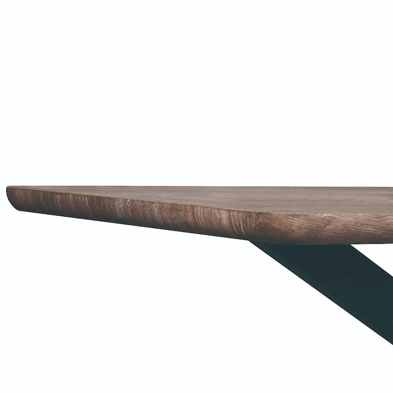 Table à manger rectangulaire de 63 po avec plateau en MDF et piètement géométrique en métal en croix pour cuisine et salle à manger