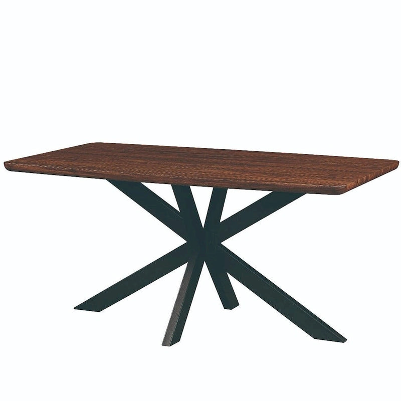 Table à manger rectangulaire de 63 po avec plateau en MDF et piètement géométrique en métal en croix pour cuisine et salle à manger