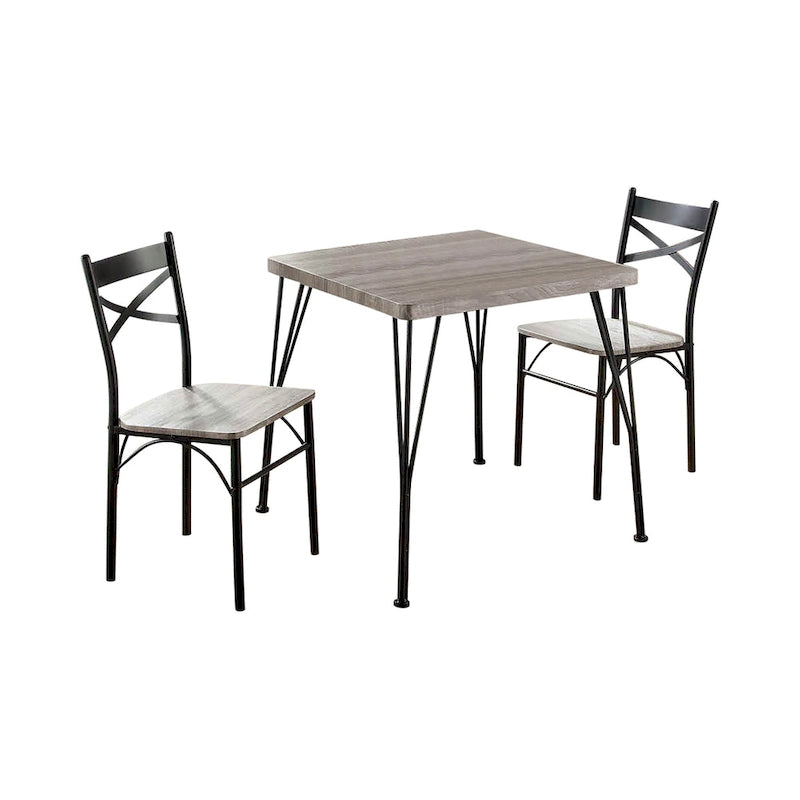 Ensemble de table à manger carrée compacte 3 pièces en métal Zath Industrial par