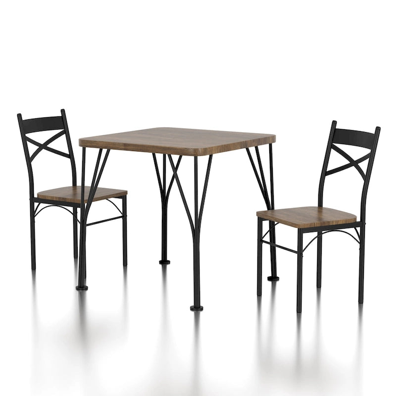 Ensemble de table à manger carrée compacte 3 pièces en métal Zath Industrial par