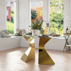 Table de salle à manger en verre de 160 cm, table de salle à manger moderne pour 4-6 personnes avec plateau rectangulaire en verre trempé et pieds en métal
