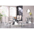 Table de salle à manger en verre de 160 cm, table de salle à manger moderne pour 4-6 personnes avec plateau rectangulaire en verre trempé et pieds en métal