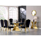 Table de salle à manger en verre de 160 cm, table de salle à manger moderne pour 4-6 personnes avec plateau rectangulaire en verre trempé et pieds en métal