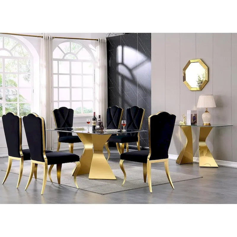 Table de salle à manger en verre de 160 cm, table de salle à manger moderne pour 4-6 personnes avec plateau rectangulaire en verre trempé et pieds en métal