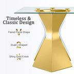 Table de salle à manger en verre de 160 cm, table de salle à manger moderne pour 4-6 personnes avec plateau rectangulaire en verre trempé et pieds en métal